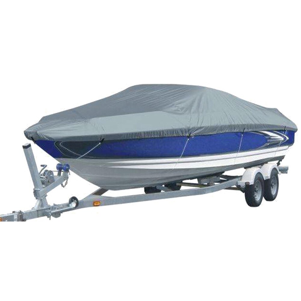 11-22ft trailerable 210d båd dækning vandtæt grå fisk-ski v-skrog sunproof uv beskytter speedbåd båd fortøjning dæksel: 14-16ft- v