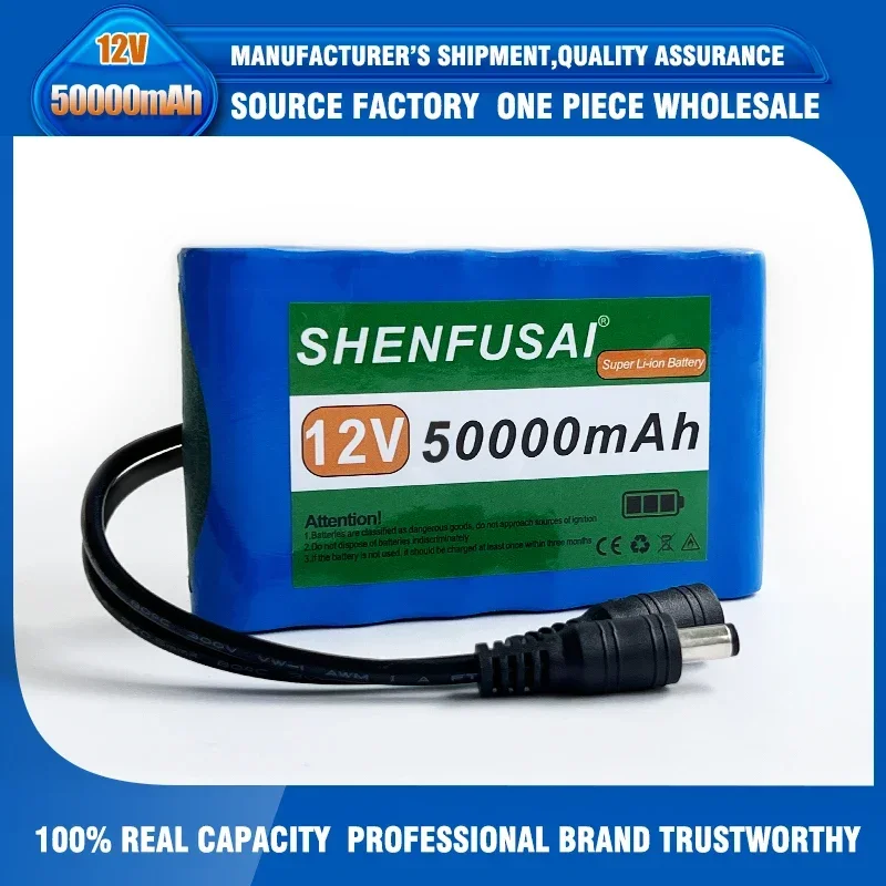 Portable Super 12V 50000mah Battery Rechargeable Lithium Ion Battery Pack Capacity DC 12.6v 30Ah CCTV Cam Monitor + Charger