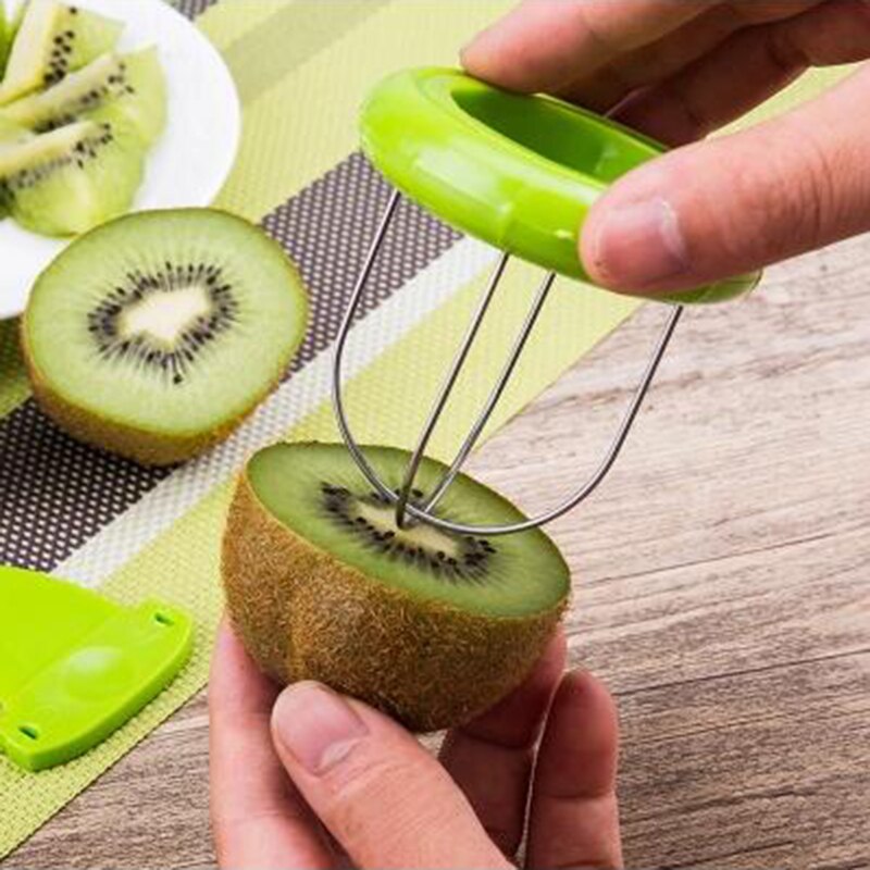 Green And Yellow Mini Fruit Kiwi Cutter Peeler Slicer Kitchen Gadgets Tools Kiwi peeling tools For Pitaya 10.08