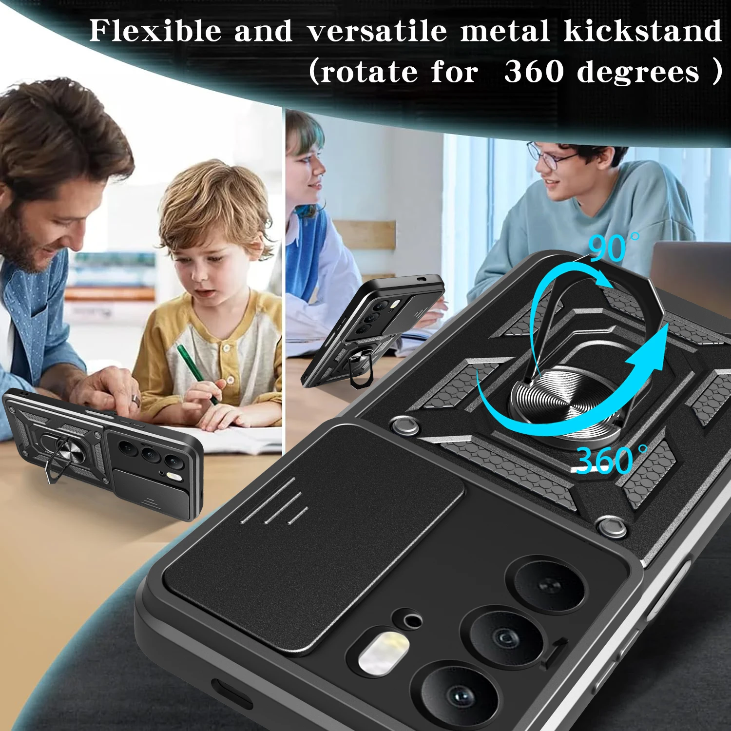 Armor Capa for Realme C75 C67 4G 14X 5G Case Slide Camera Ring Stand Protect Cover for Realme C75 C67 4G Shockproof funda