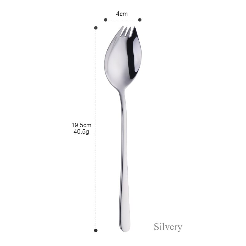 1PCS 3 EM Sporks 1 Design Criativo Ferramentas de Cozinha Utensílios de mesa de Aço Inoxidável Garfo de Sobremesa Colher Utensílios de Frutas Salada de Macarrão: Silver-1PCS
