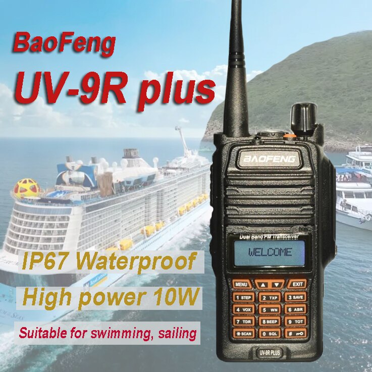 Baofeng UV-9R PLUS Walkie Talkie 4800mAh 10W Waterdicht VHF Radio Ham CB Radio Station HF Transceiver UV9Rplus twee manier radio