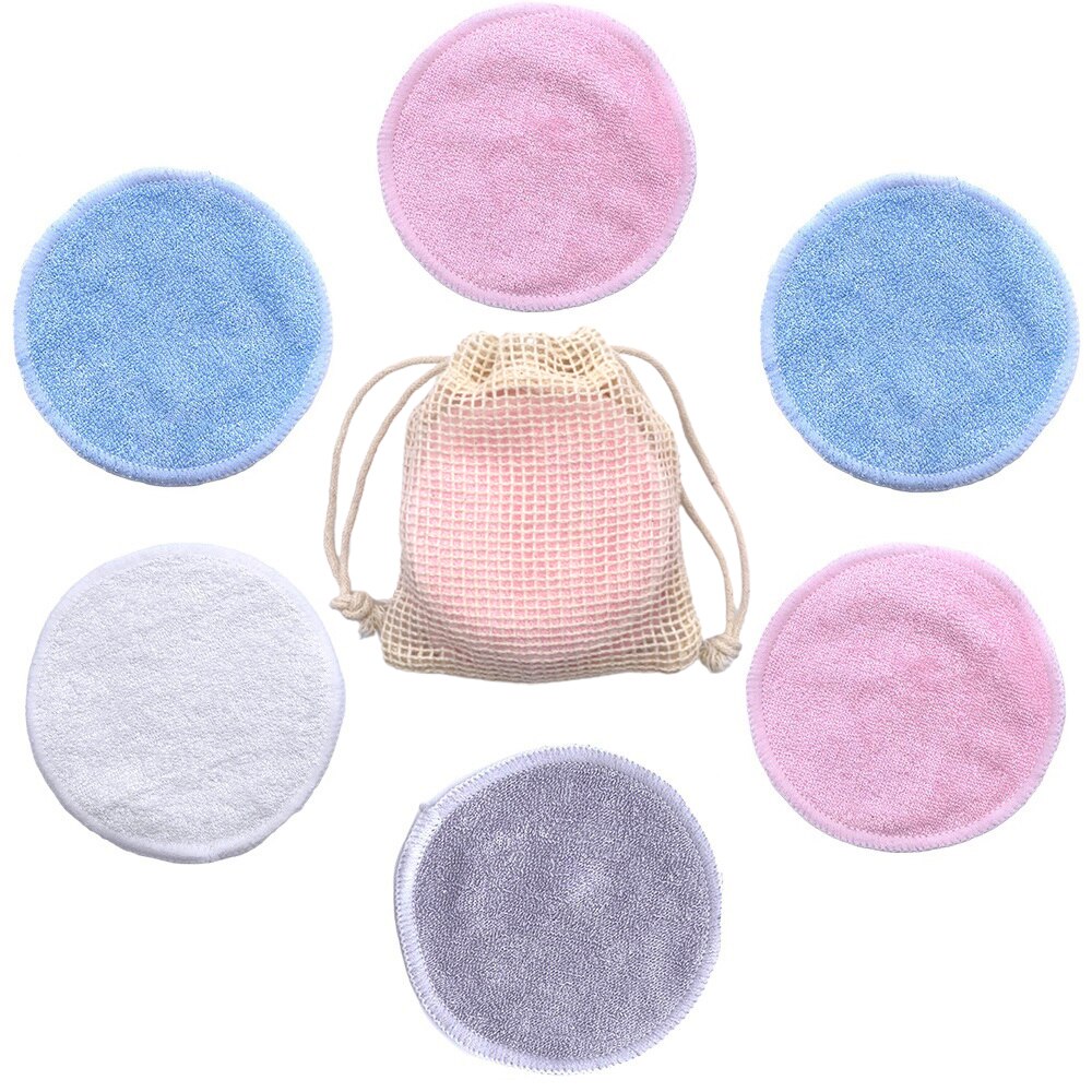 10Pcs Makeup Remover Pads Reusable Bamboo Fiber Washable Rounds Cotton Pads Make-up Cleansing Facial Pad Skin Cleaning Puff