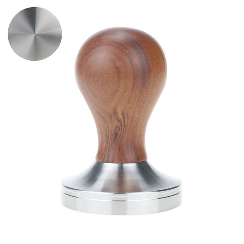 Kaffetamper 49mm 51mm 53mm 58mm med træhåndtag espresso tamper til kaffepresse tilbehør til baristaværktøj: 53mm flad bund