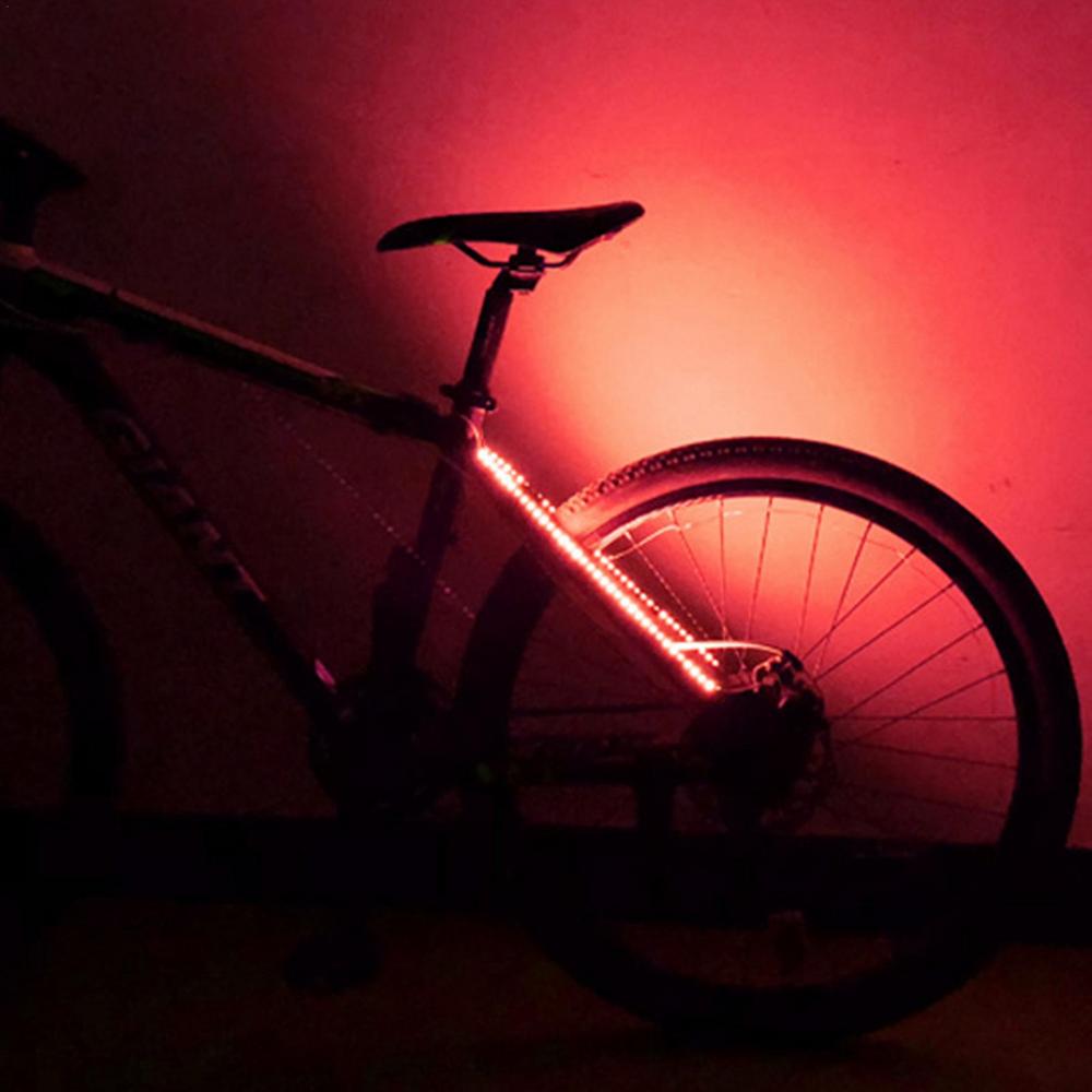 Luz LED decorativa para bicicleta, marco de bicicleta, cuerda, luz alimentada por batería, a prueba de polvo, impermeable, luz de advertencia trasera para conducción nocturna: Rojo