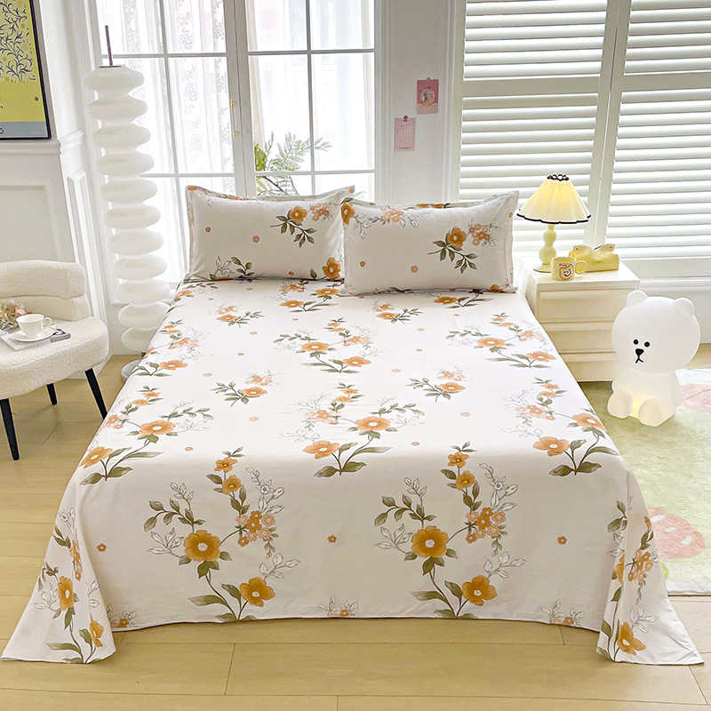Red Flower Printed Flat Bed Sheets for Double Bed Single/Queen/King Reactive Printed Top Sheets for Beds sabanas cama 150x200: PURPLE