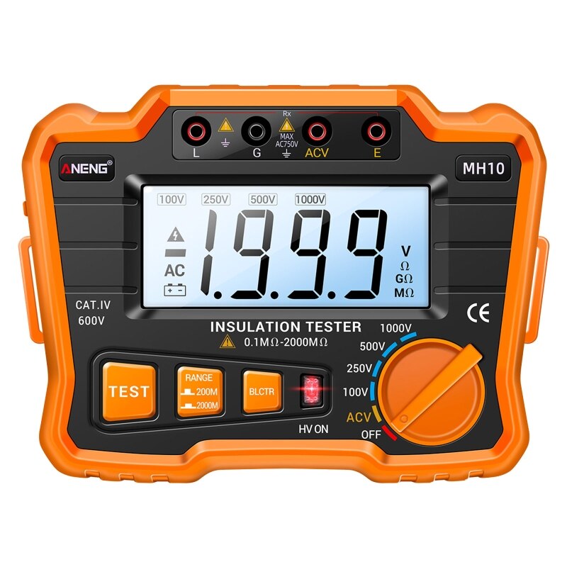 Insulation Resistance Tester Meter Megger Earth Ground Resistance Voltage Tester 100/250/500/1000V for Industrial: Orange