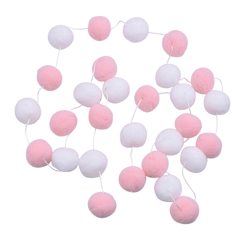 Guirlande murale avec pompon de 3cm 2.5M, décoration murale de 3cm, suspendue de Style nordique, pour chambre de bébé ou chambre d'enfant, pour la maison, de mariage: B01