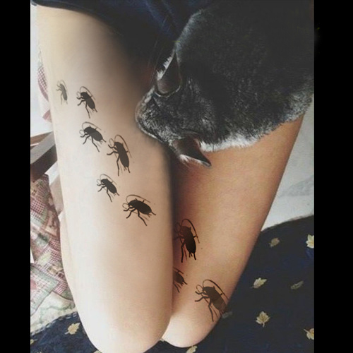 Interesting Insect Printed Silk Socks Thin Tattoo Socks