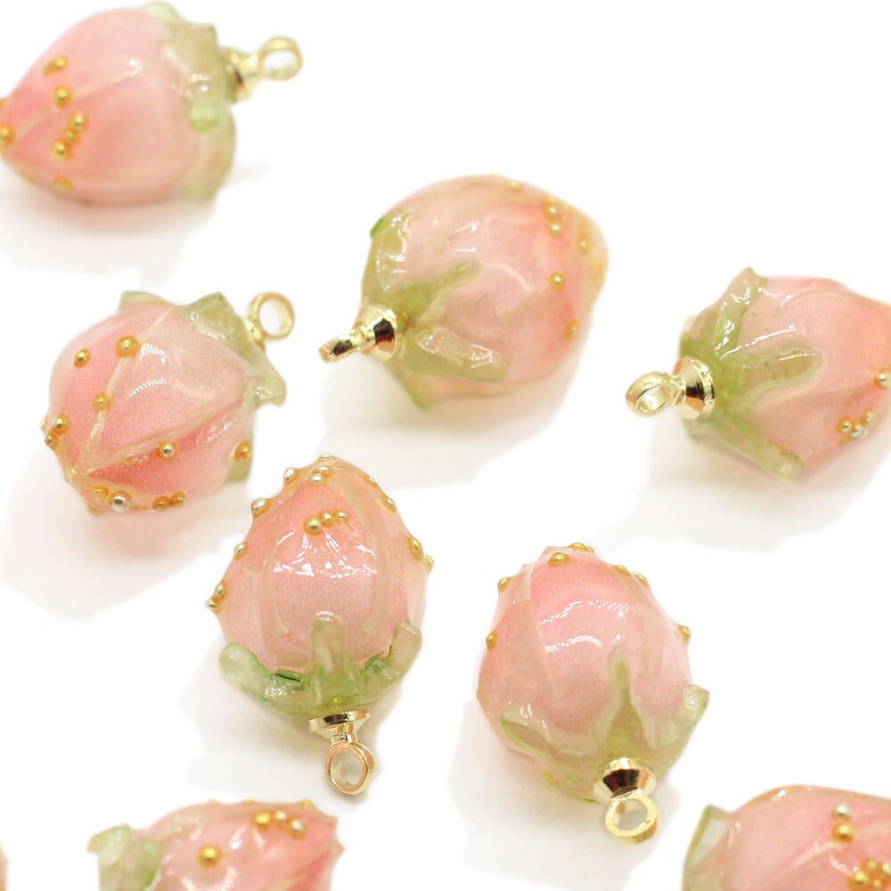 Breloques en résine à fleurs roses, 20/50 pièces, artisanat 3D, classique en forme de lanterne, pour fête à domicile, magasin de bijoux, ornement,