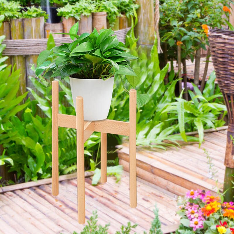 Flower Pot Rack Strong Free Standing Garden Planter Holder Home Garden Indoor Display Plant Stand Shelf Wood Planter Pot Trays