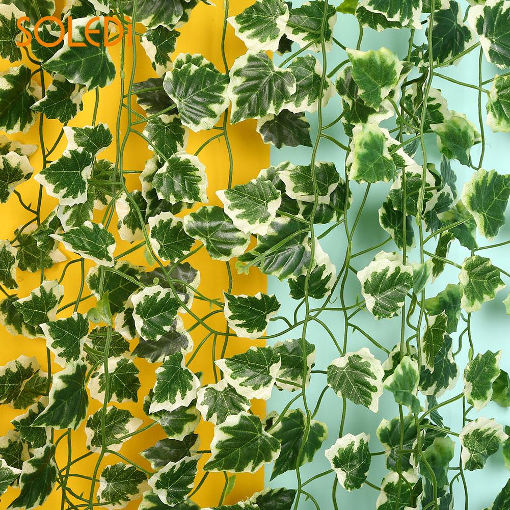 2M Lange Kunstplanten Groene Klimop Bladeren Kunstmatige Wijnstok Nep Parthenocissus Gebladerte Wijnstok Snaar Bruiloft Decoratie: Red