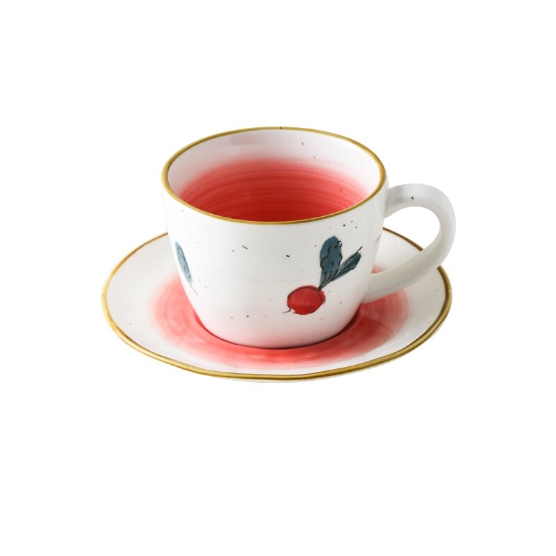 Egan WMSET/23 Sweet Love Beker en placemat, porselein, groen, 4 stuks, 2 stuks, 350 ml
