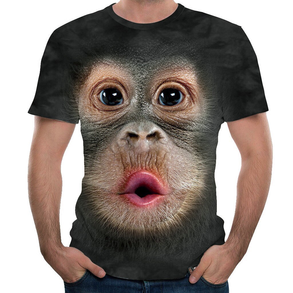 Men's T-shirt 3D printed animal monkey T-shirt short sleeve fun round neck Halloween T-shirt