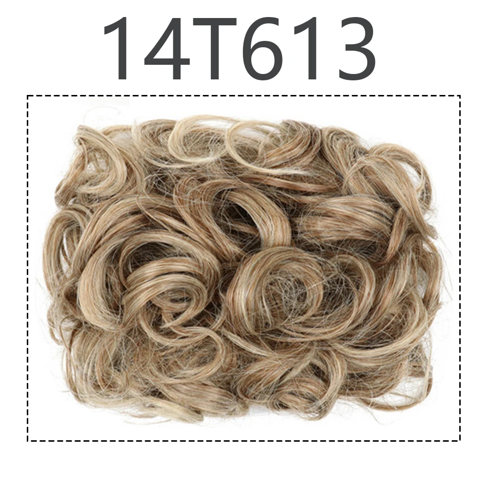 Moño de pelo sintético para mujer, moño rizado marrón Rubio, moño desordenado, peine, Clip en extensión de cabello, Updos, postizos