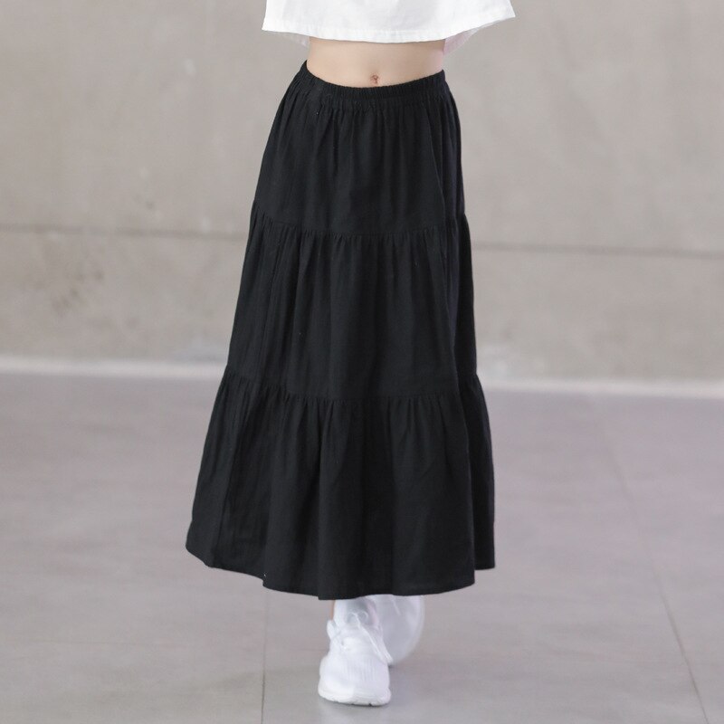 Faldas plisadas negras para chicas adolescentes, estilo Simple japonés, , trajes informales para niñas de 8, 10, 12, 13 y 14 años: Negro / 15