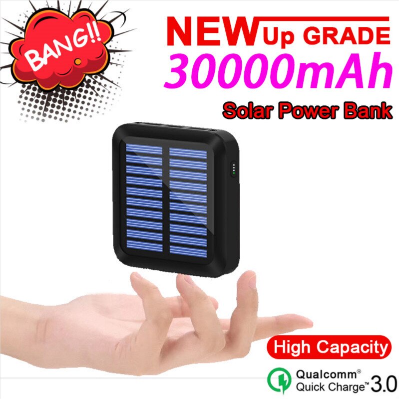 Batterie portable solaire 30000mAh chargeur 3 téléphone intelligent Port USB en plein air d'urgence pratique Mobile puissance chargeur de téléphone portable