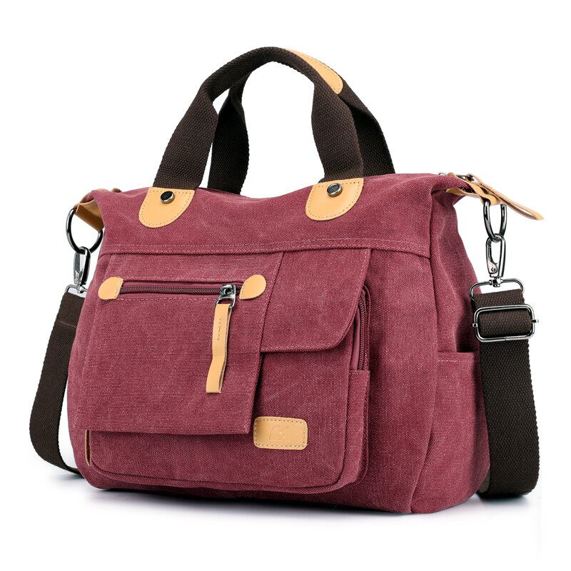 Canvas Shoulder Bag Female Handbag Women's Totes Messenger Packs Femme De Marque Casual Bolsos Mujer Girl's Crossbody bags: Burgundy