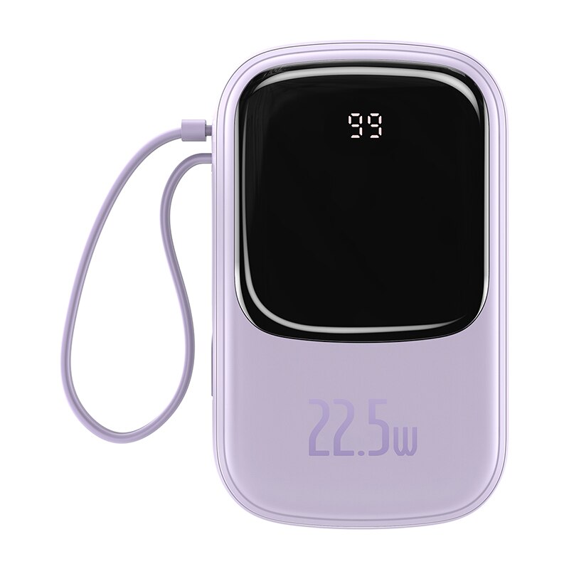 Baseus power bank 20000mah pd carregamento rápido powerbank embutido cabos carregador portátil bateria externa para o telefone: Purple Power Bank