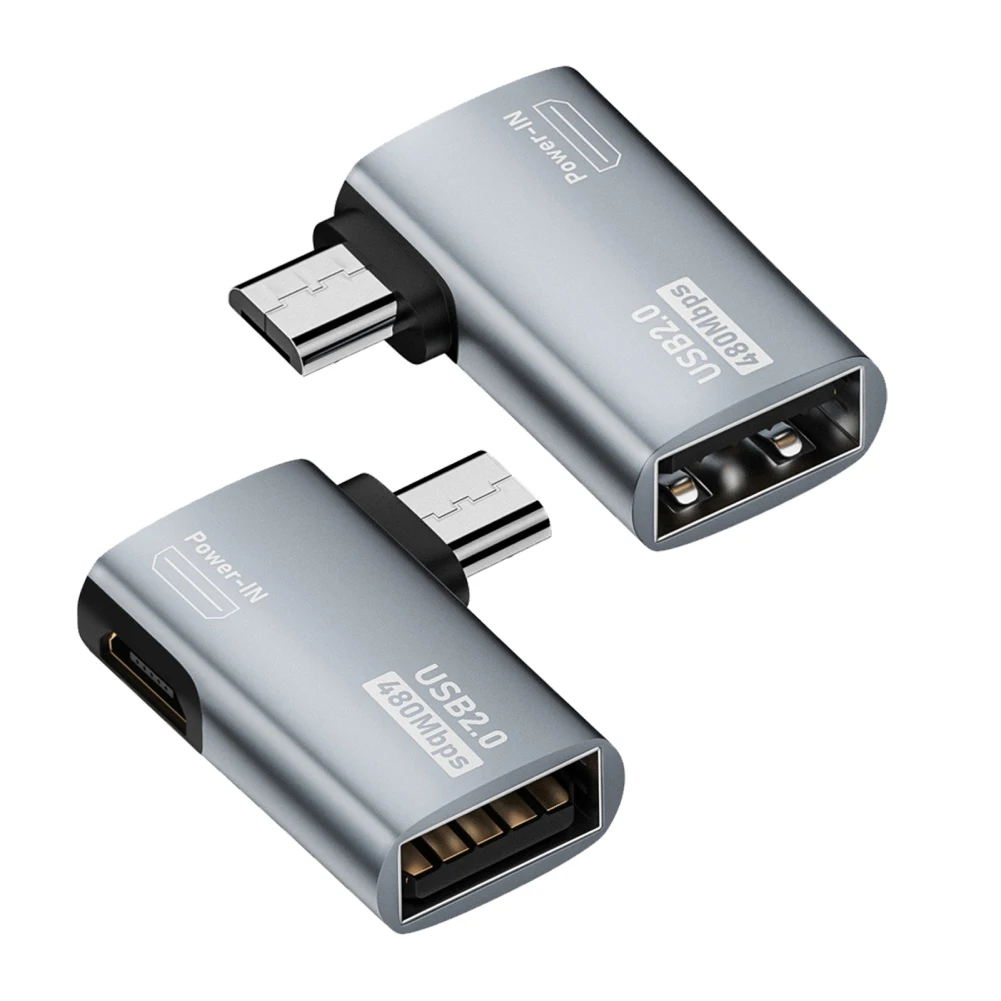Adaptador de Cable OTG 4K, adaptador Micro USB a USB OTG alimentado en ángulo izquierdo de 90 grados para TV, tableta, Fire TV Stick 4K
