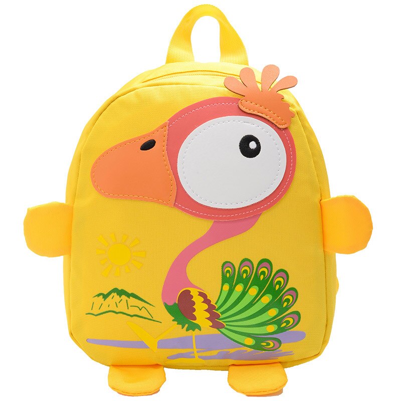 Mochilas escolares de nailon con animales para niños, mochilas de hombro para niños, bolsas para libros de estudiantes de dibujos animados, bonita mochila: YELLOW