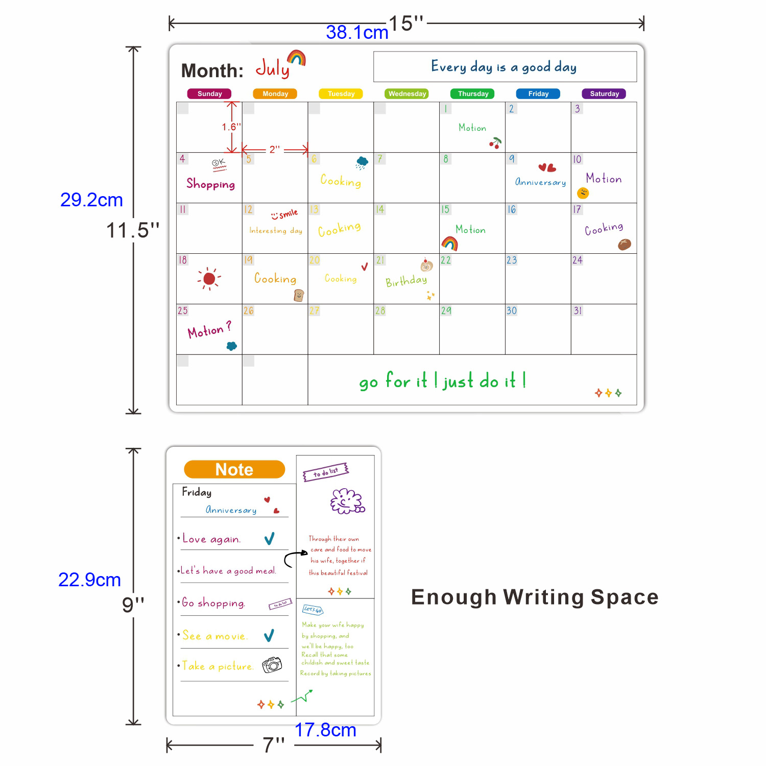 Calendario magnético para nevera, planificador mensual semanal, calendario, mesa, pizarra blanca de borrado en seco, pegatina para nevera, tablero de mensajes, menú