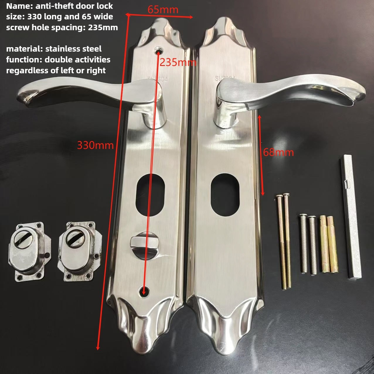 Universal Double-Side Multi-Function Door Handle, Anti-Theft & Anti-Pry Home Door Lever, Dual-Spring Lock Handle: Blue