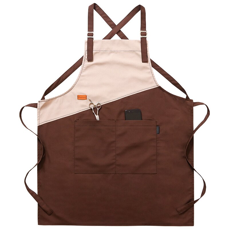 Keukenschort voor vrouwen, mannen, café, winkel, barbecue, kappersschorten, verstelbare restaurantchef, werkkleding, oberslabbetjes: Stijl 8
