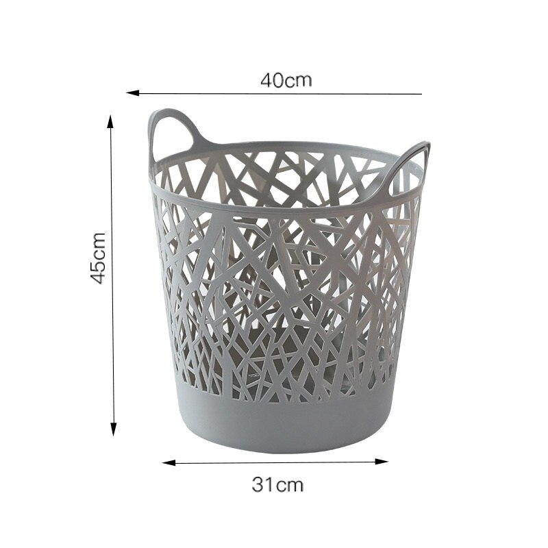 Japanese Style Dry Laundry Round Organizer Basket Home Organizer Plastic Clothes Living Room Bathroom Storage Container: Light Grey