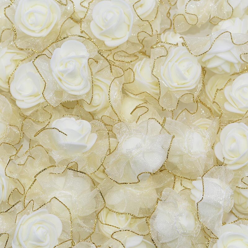 4.5cm 20 sztuk brokat grzywka kwiaty piankowe DIY ręcznie zrobiony kwiatek głowy sztuczne pianki dekoracje ślubne z różami Scrapbooking rzemiosło: F02