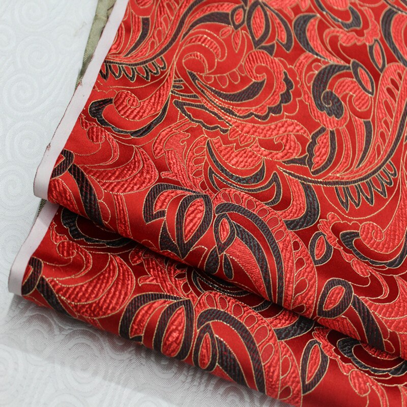 CF396 1Yard Red Brocade Jacquard Fabric Chinese Silk Brocade Fabric For Women Cheongsam Wedding Fabrics DIY Fabric For Sewing