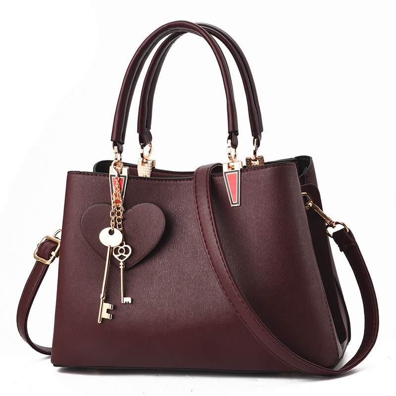 Women's Tote Bag - Large Capacity - PU Leather - Top Handle - Fashion Sequined Shoulder Bag: Claret