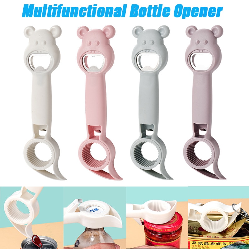 Multifunctional 4 In 1 Beer Bottle Opener Manual Bottle Corkscrew Home Cap Screwing Device Can Openers Kitchen Bar Tools Acces