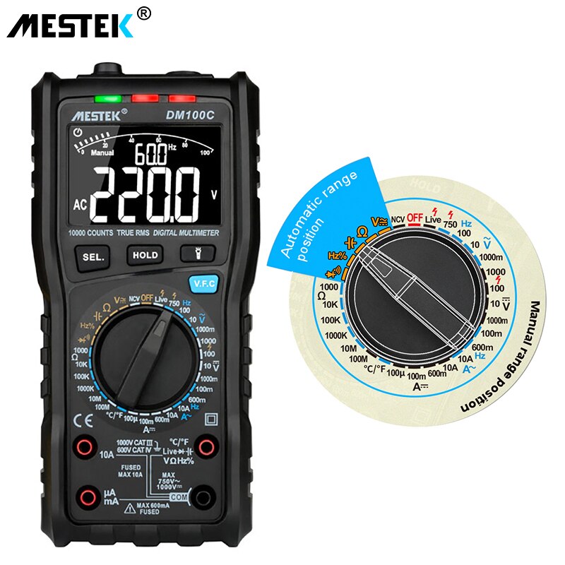 MESTEK DM100 Digital Multimeter High Speed Smart Doppel Core T-rms NCV Temperatur multimetro Anti-brennen Sicherung Alarm multimeter