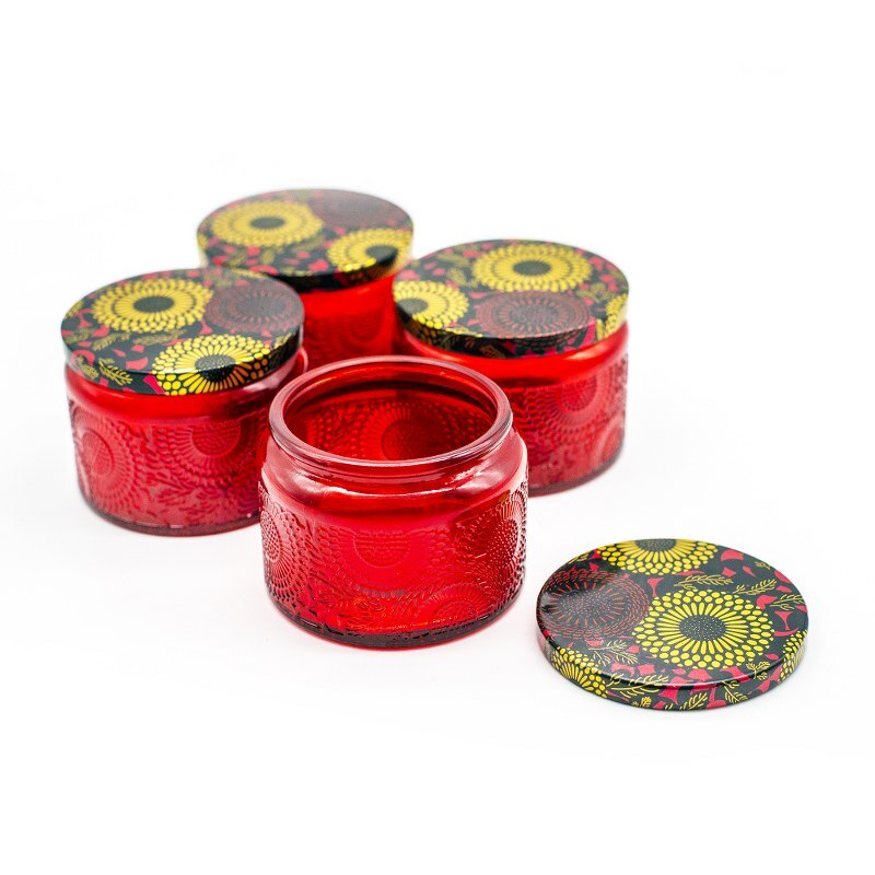 4Pcs Glas Container Potten Voor Kaarsen Maken Materiaal Lege Kaars Jar Kit Kleurrijke Kaars Maken Levert Accessoires: 4pcs red
