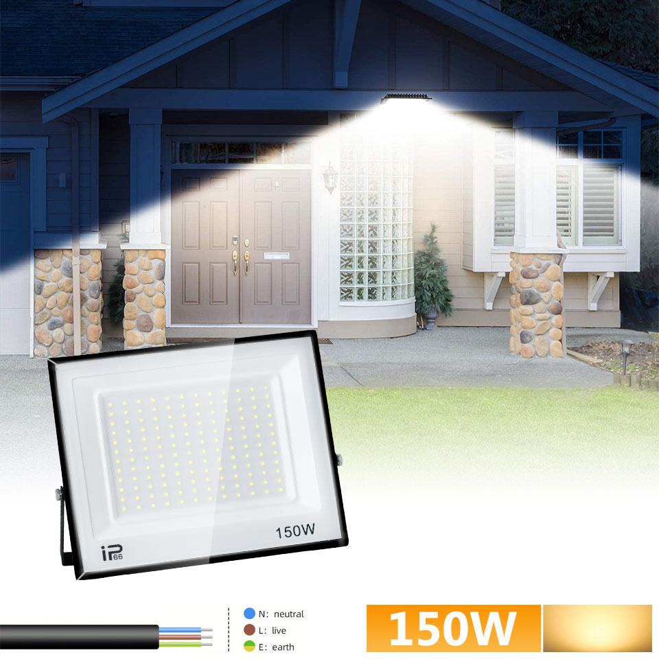 Led Flood Light IP66 Waterproof 100W 200W Outdoor Floodlight Spotlight LED Reflector Street Lamp Wall Flood Lights: black / WHITE / 4200 K