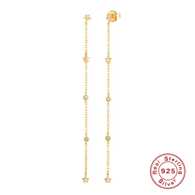 CANNER – boucles d&#39;oreilles à lignes géométriques pour femmes, chaîne longue suspendue, bijoux modernes en argent , 925: 1