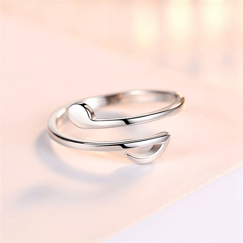 Musical Anmerkungen Ring Einfache Stil Frauen Silber Farbe Ringe Schmuck Öffnung Einstellbar Schwanz Ring Damen Party Ringe