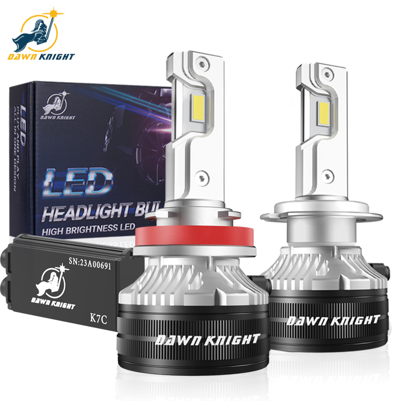 DAWNKNIGHT K7C 4300 K H7 H4 H11 Led Lamp 3 Koperen Buis Led Verlichting Voor Auto H1 HB3 9005 HB4 9006 12 V Led Koplamp Lamp