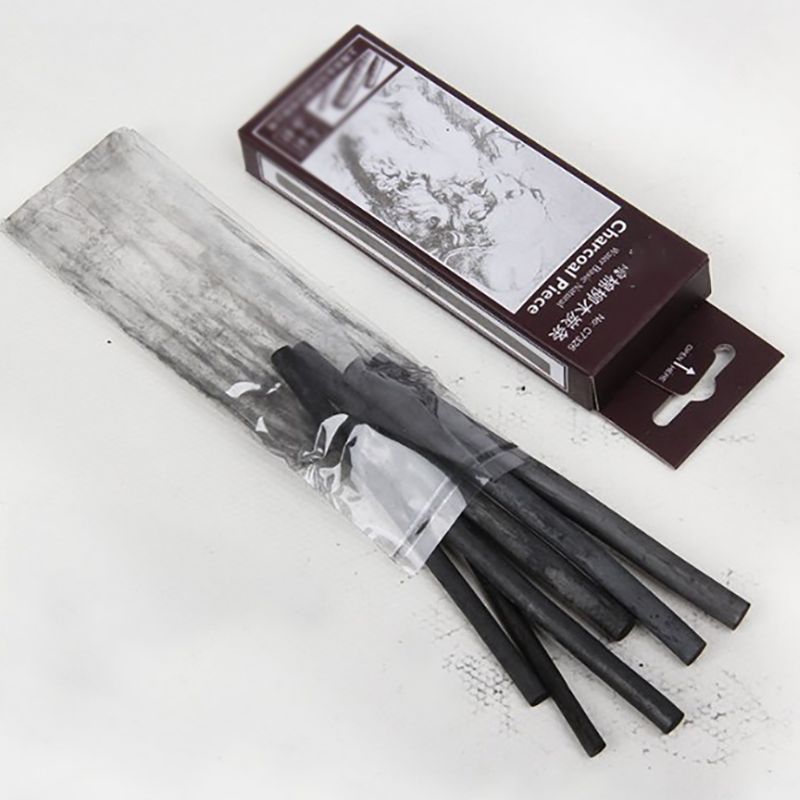 6pcs/set 11*0.7cm Sketching Charcoal Strips Cotton Willow Charcoal Bars For Artist Chinese Oil Painting Drawing Sketching Tools