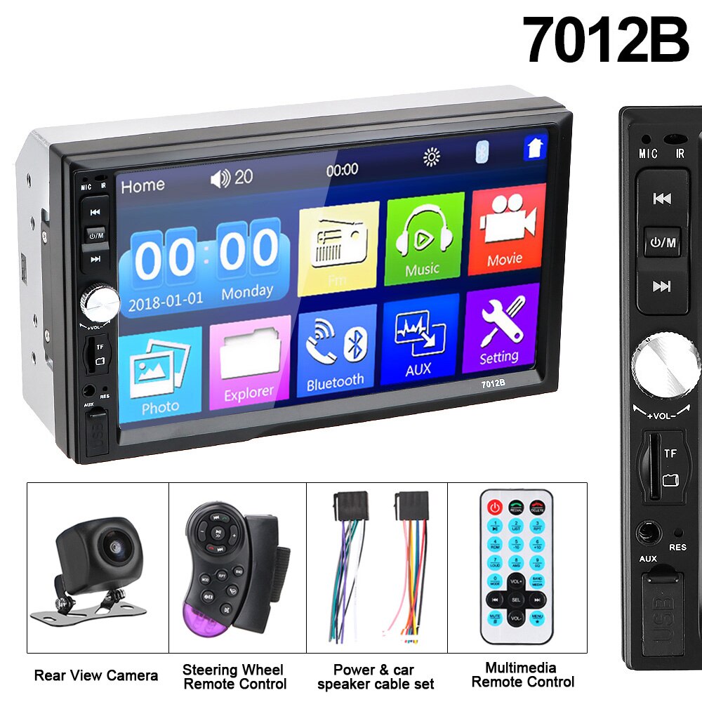 Bilradio 2 din  hd 7 " autoradio multimediaspelare 2 din pekskärm auto audio bilstereo  mp5 bluetooth usb tf fm kamera: 7012b kontrollkam