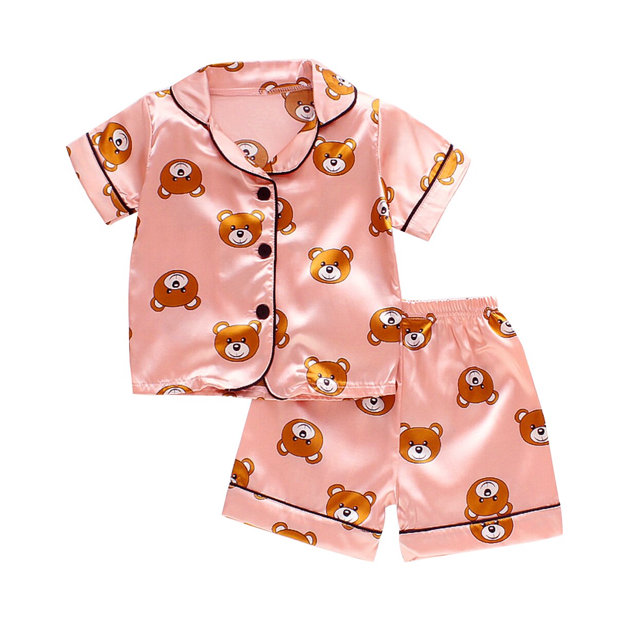 Baby Kleding Set Zomer Cute Kids Baby Meisjes Nachtkleding Cartoon Animal Print Korte Mouwen Tops Shorts 3 Kleuren: Roze / 4T