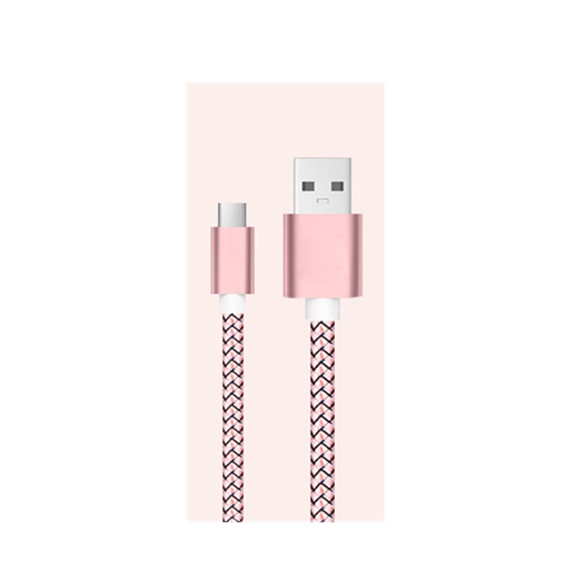 Byleen Nylon USB Type C Line Fast charger 0.25m/1m/2m short cables for Xiaomi mi8 se/mi 6x 5 Elephone U Pro Z1 BQ Aquaris X Pro: Length 1m / rose gold