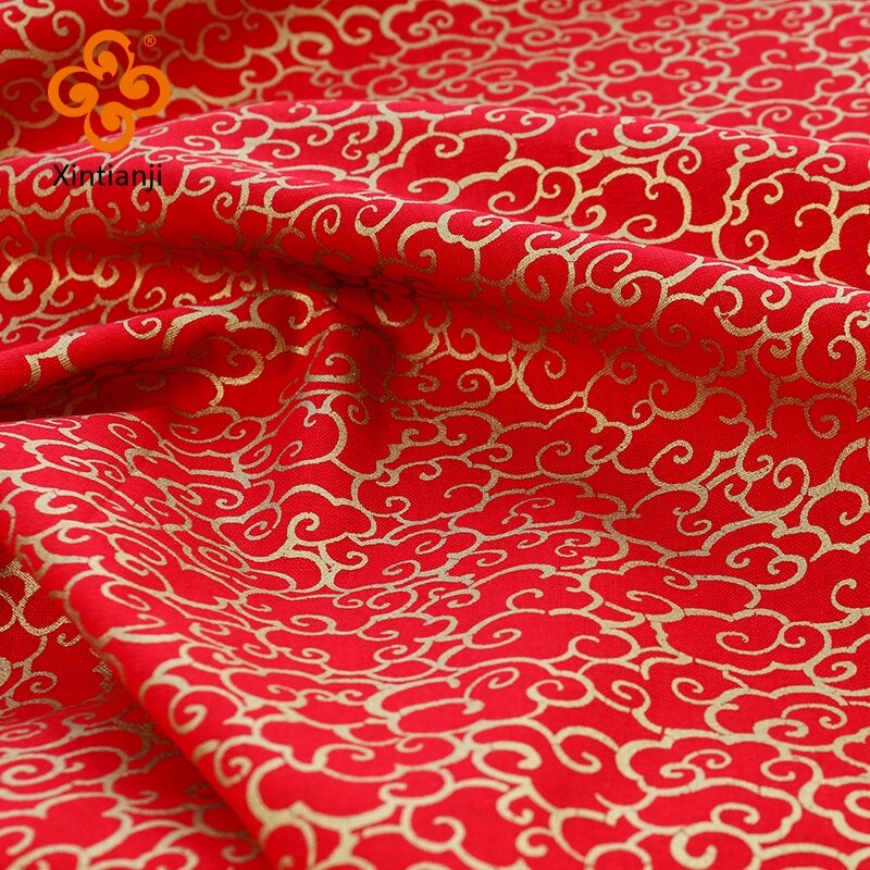 Burgundy Red Cotton Fabric By Half Yards Japanese Zephyr Fabric And Christmas Print Sewing Fabric TJ1023: XL / Red