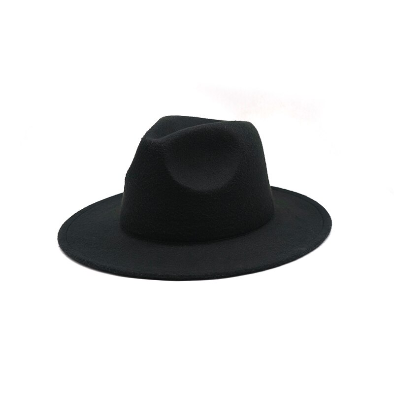 Høst vinter dame filthatt fedoras hatter med stor brem for kvinner britisk stil vintage kirkehatter dame flat brem hvit jazz cap: 7