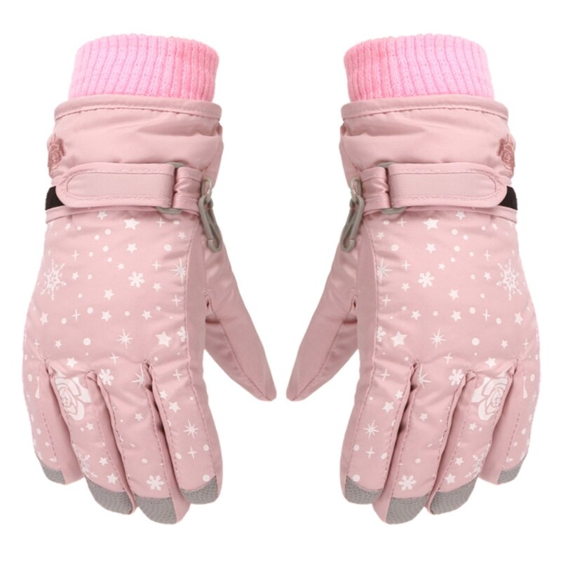 Gants de ski pour enfants, cyclisme, moufles épaisses et chaudes, imperméables, coupe-vent, Sports de plein air, Snowboard, pour filles et garçons: light pink