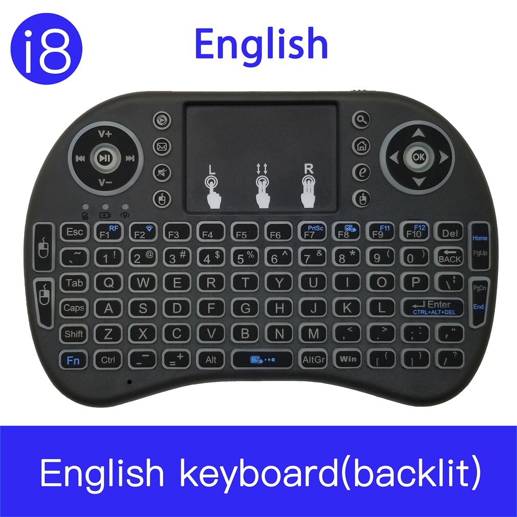 I8 Backlight Mini Wireless Keyboard 2.4Ghz Met Touchpad Toetsenbord Muis Voor Raspberry Pi 3 Rpi 2 Mini Pc Smart tv Android Tv Box: Lithium battery