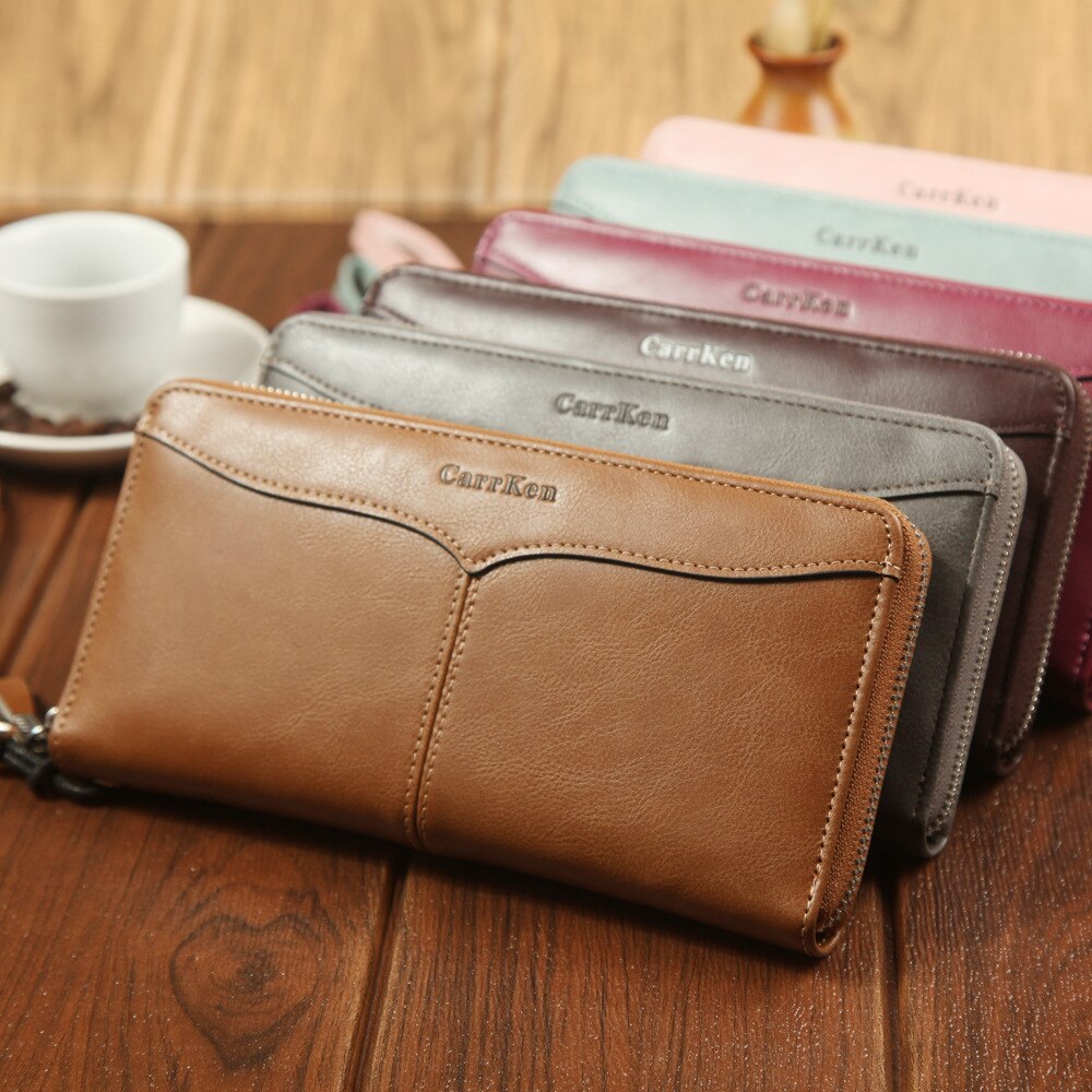 Catei Karrui Men's wallet business casual large-capacity clutch bag soft oil wax leather multi-card mobile phone bag