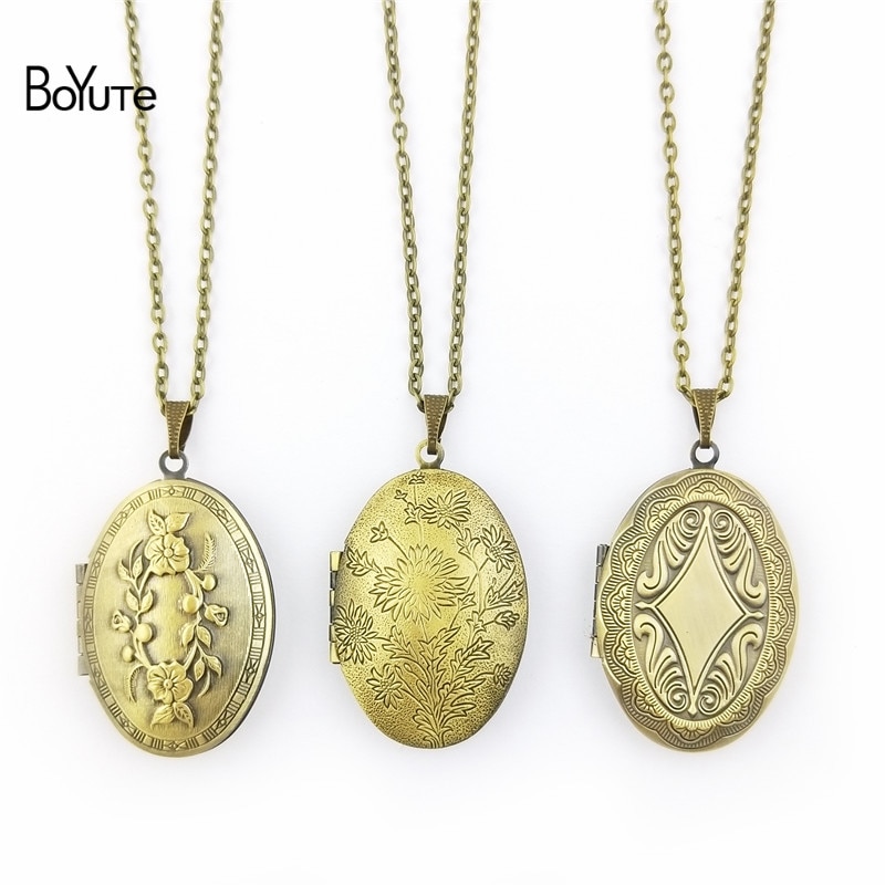 BoYuTe Retail 1 Piece 70CM Chain 23*38MM Oval Floating Photo Locket Necklace Pendant Open Necklace