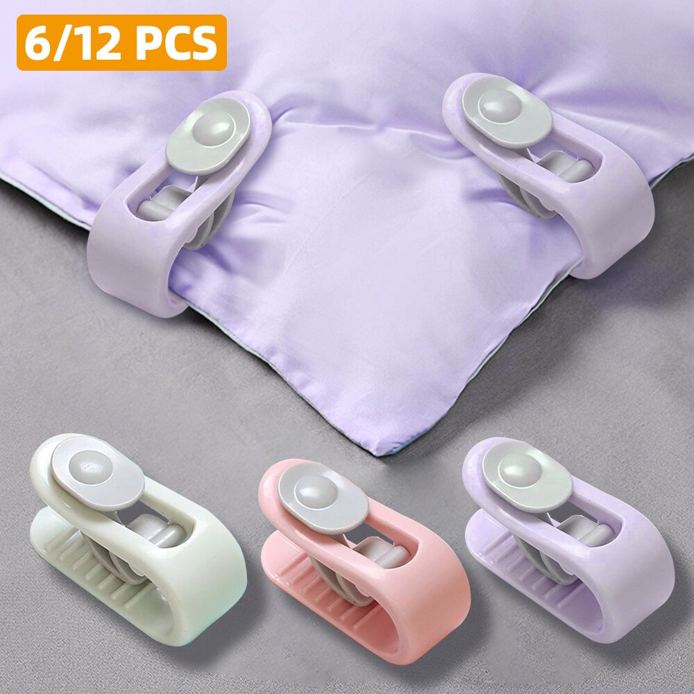 Pinzas antideslizantes para edredón, fijador de sábanas de cama, sujetador de ropa para dormir, 6/12 piezas